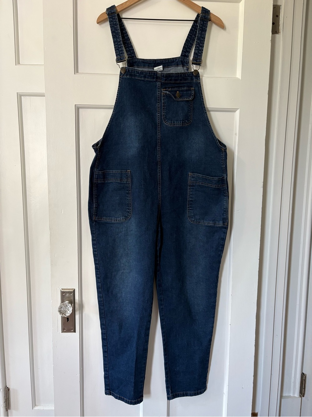 Soojun Overalls Straight Leg Womens Dark Wash Blue Denim Cottagecore Western XXL